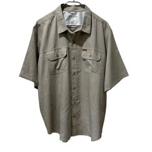 Orvis men XXL tan short sleeve button down shirt